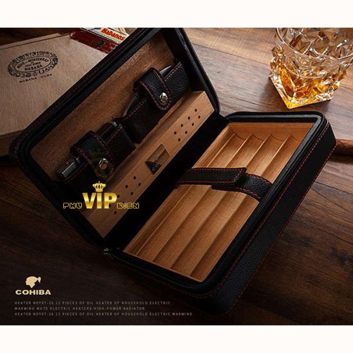 Hộp đựng xì gà có bật lửa và dao cắt Cohiba XJ-T104