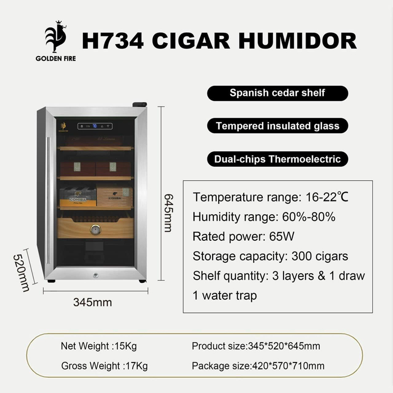 Tủ cắm điện bảo quản cigar Golden Fire H734