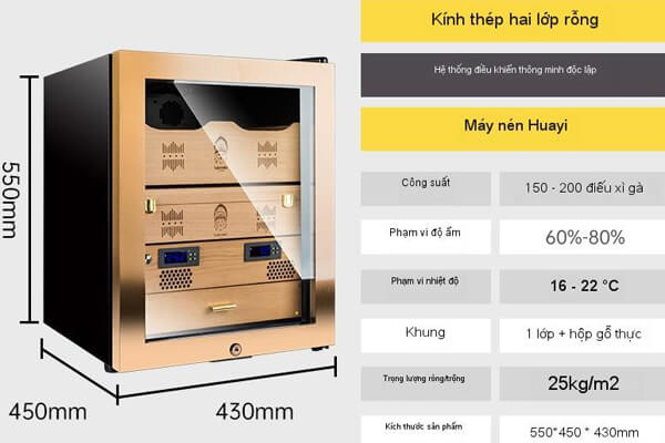 Review tủ giữ ẩm xì gà mini cắm điện đẹp hiện đại